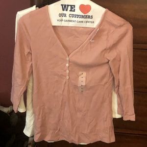 Old navy slim small long sleeve shirt pink and white